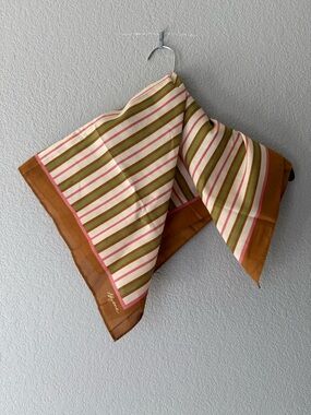 Sézane Striped 100% Cotton Scarf in Brown, Olive & Pink